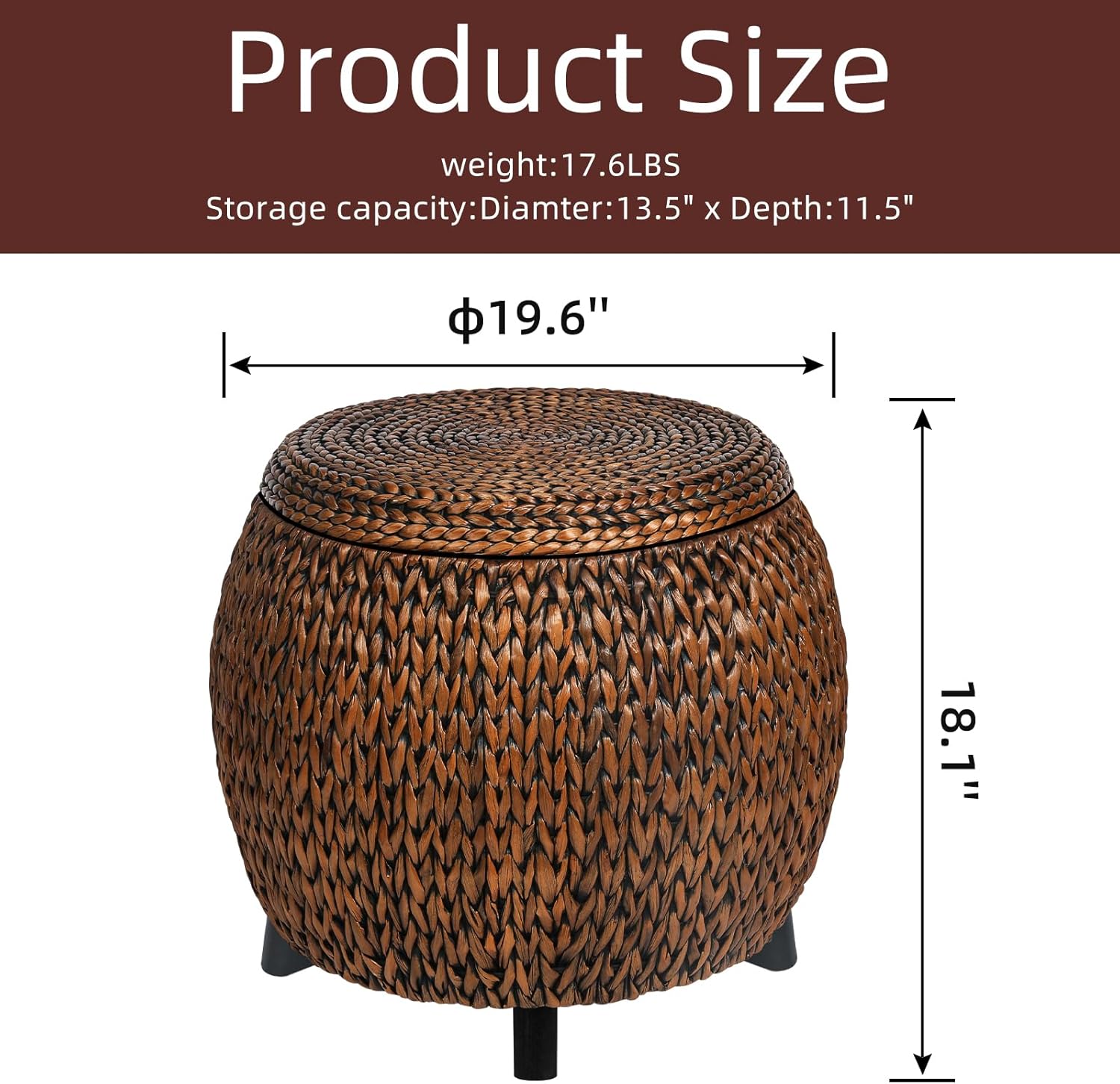 Golden Hand Woven Rattan Storage Ottoman Coffee Table F514
