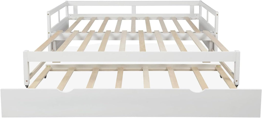 White Wooden Daybed with Trundle S8007