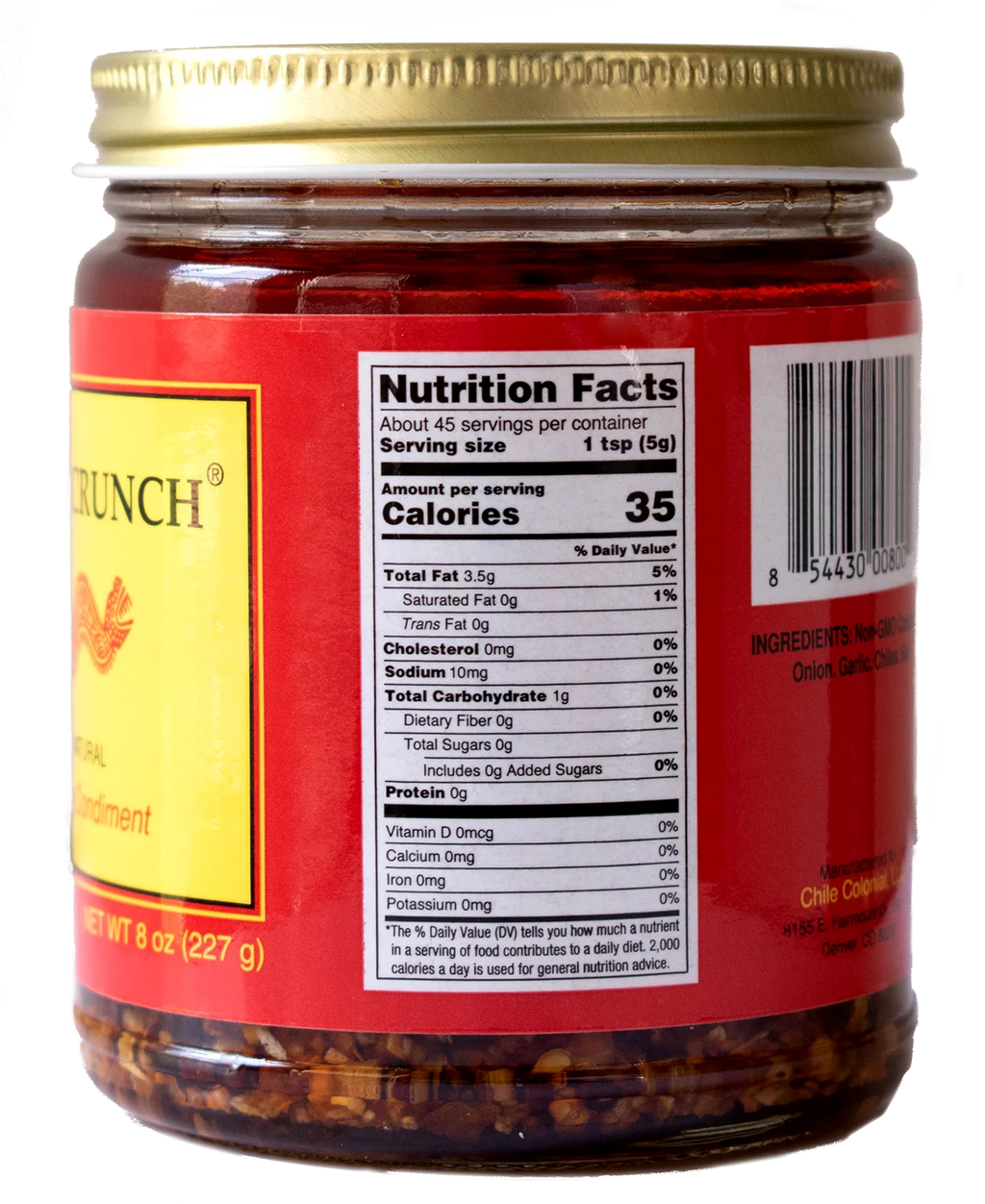 Chile Crunch Crunchy All Natural Spicy Condiment 1 Jar G1330