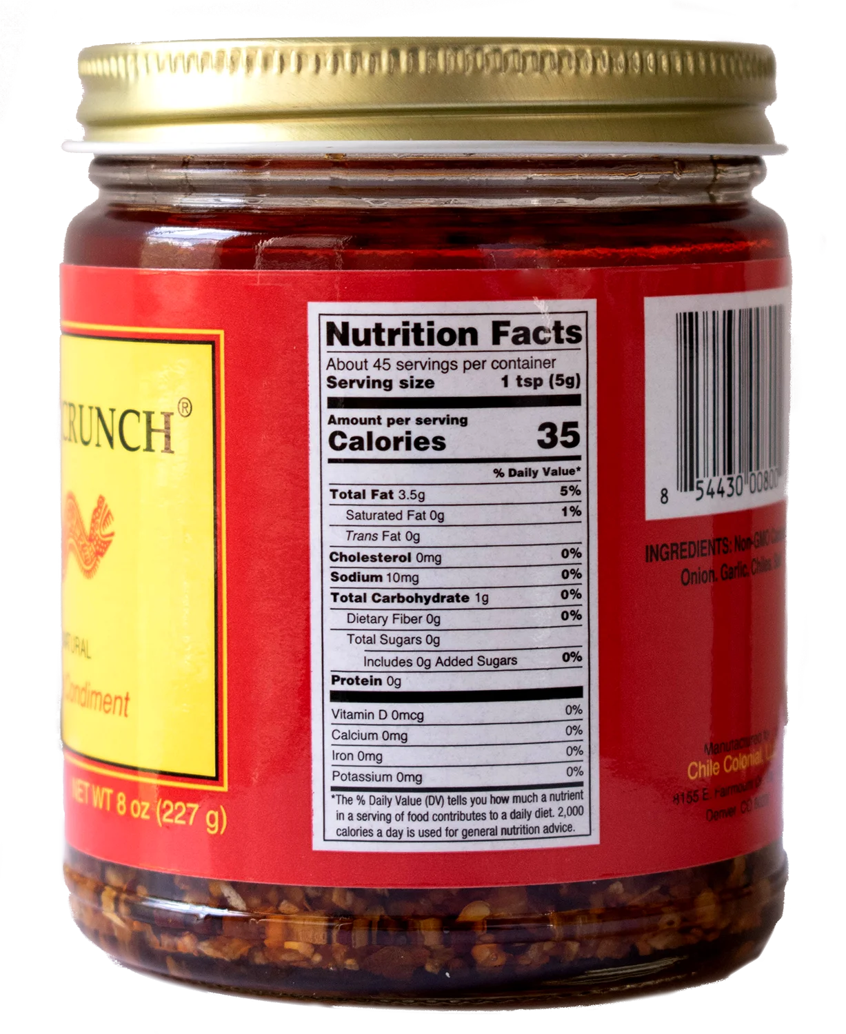 Chile Crunch Crunchy All Natural Spicy Condiment 1 Jar G1330