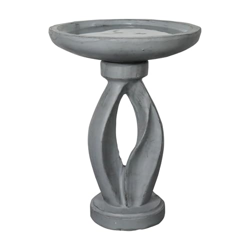 25.5 Inch Wood-Look Concrete Bird Bath W15614