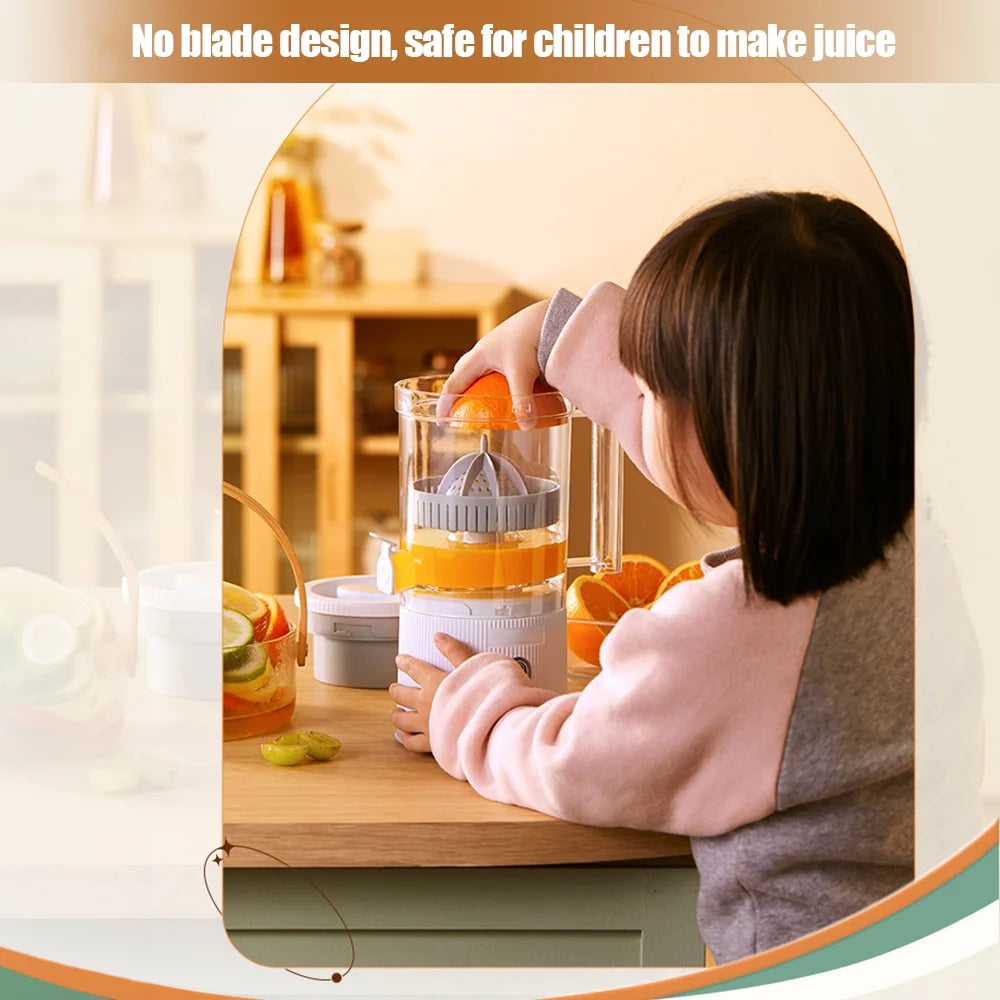 Electric Citrus Juicer Squeezer with Pulp Basket, 300ml, USB Charging, BPA-Free (White) F81608