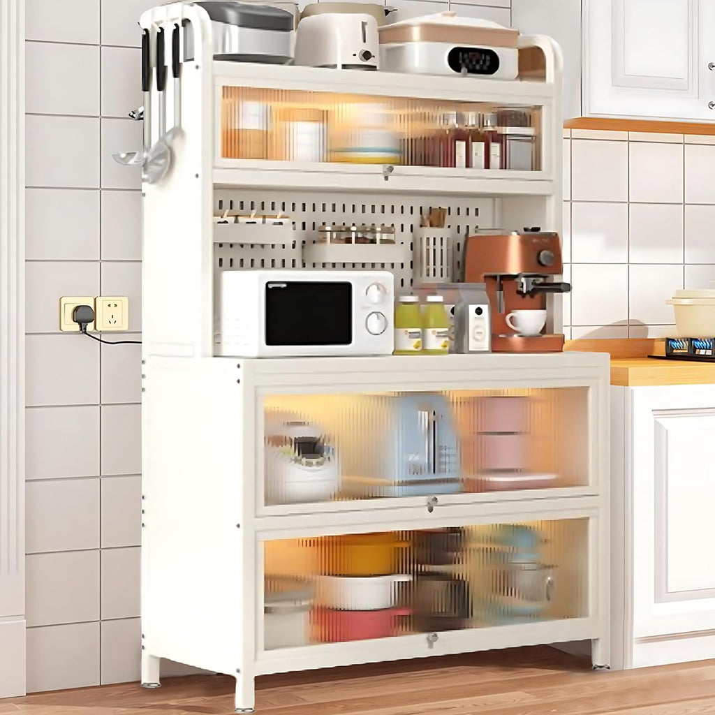 White 5-Tier Bakers Rack with Flip Door X539030