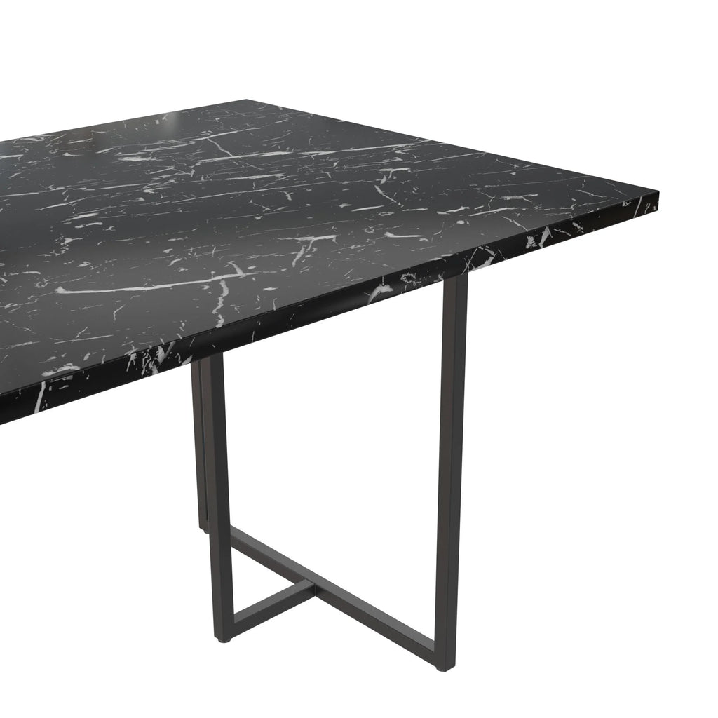 Black Marble Top Dining Table with Black Legs V7416