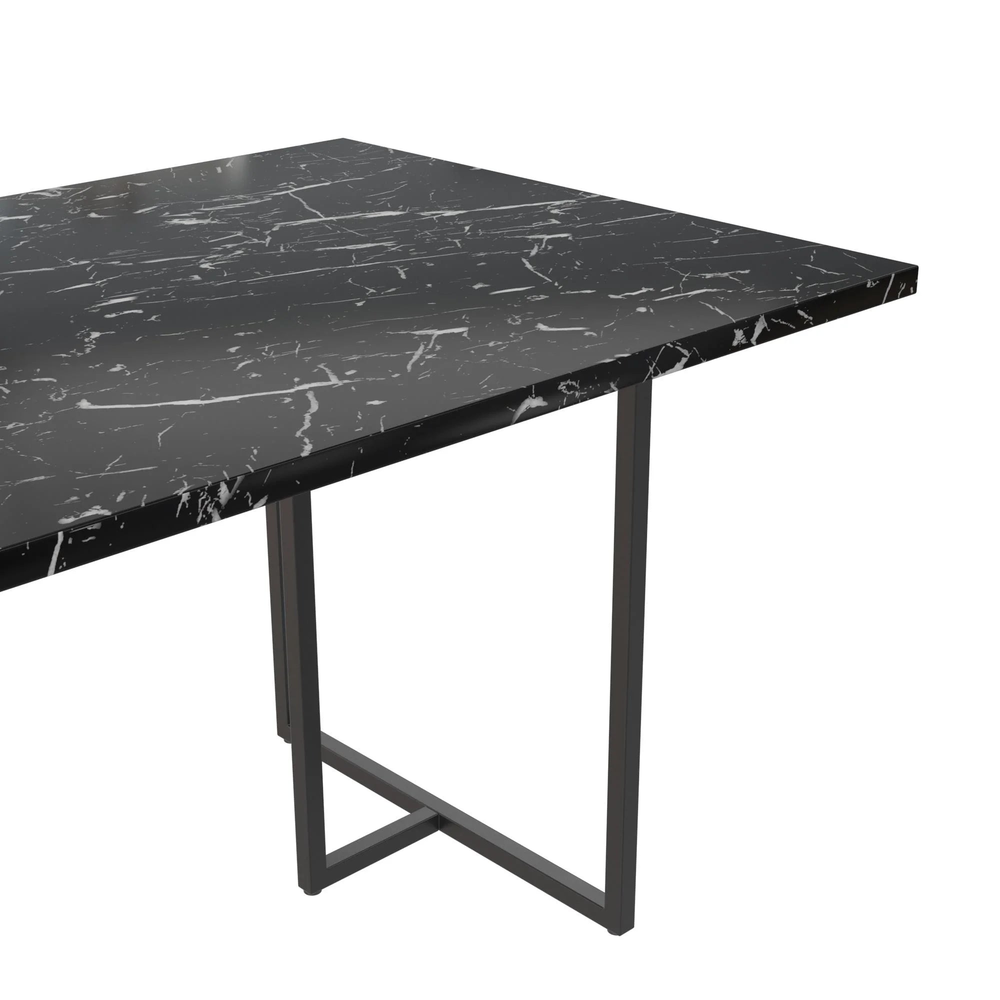 Black Marble Top Dining Table with Black Legs V7416