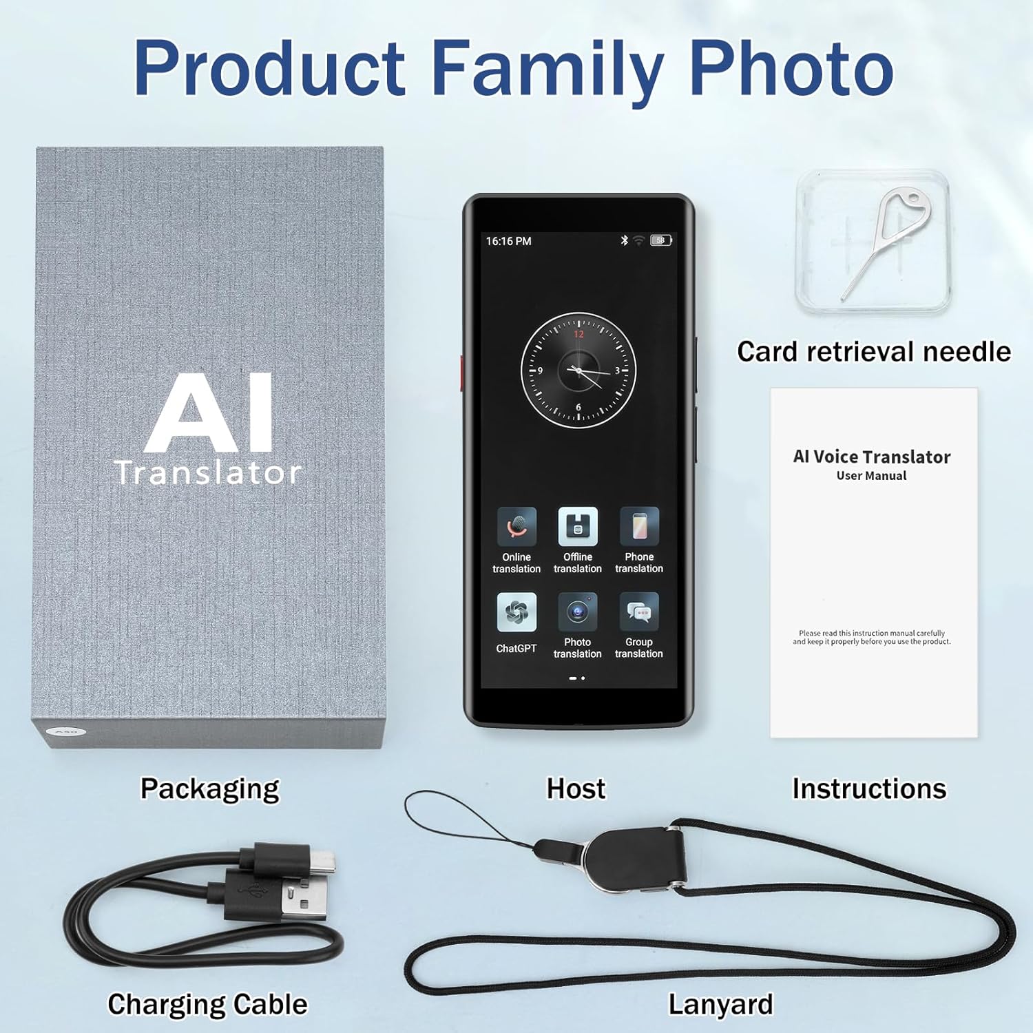 Two Way Real-Time Voice Translation Device with 5.5 Inch HD Touch Screen V229