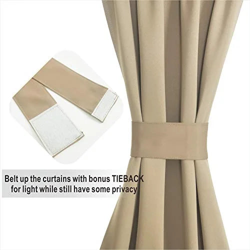 Taupe/Khaki Blackout Patio Door Curtain Panels 25"x72" 1 Pair Z277