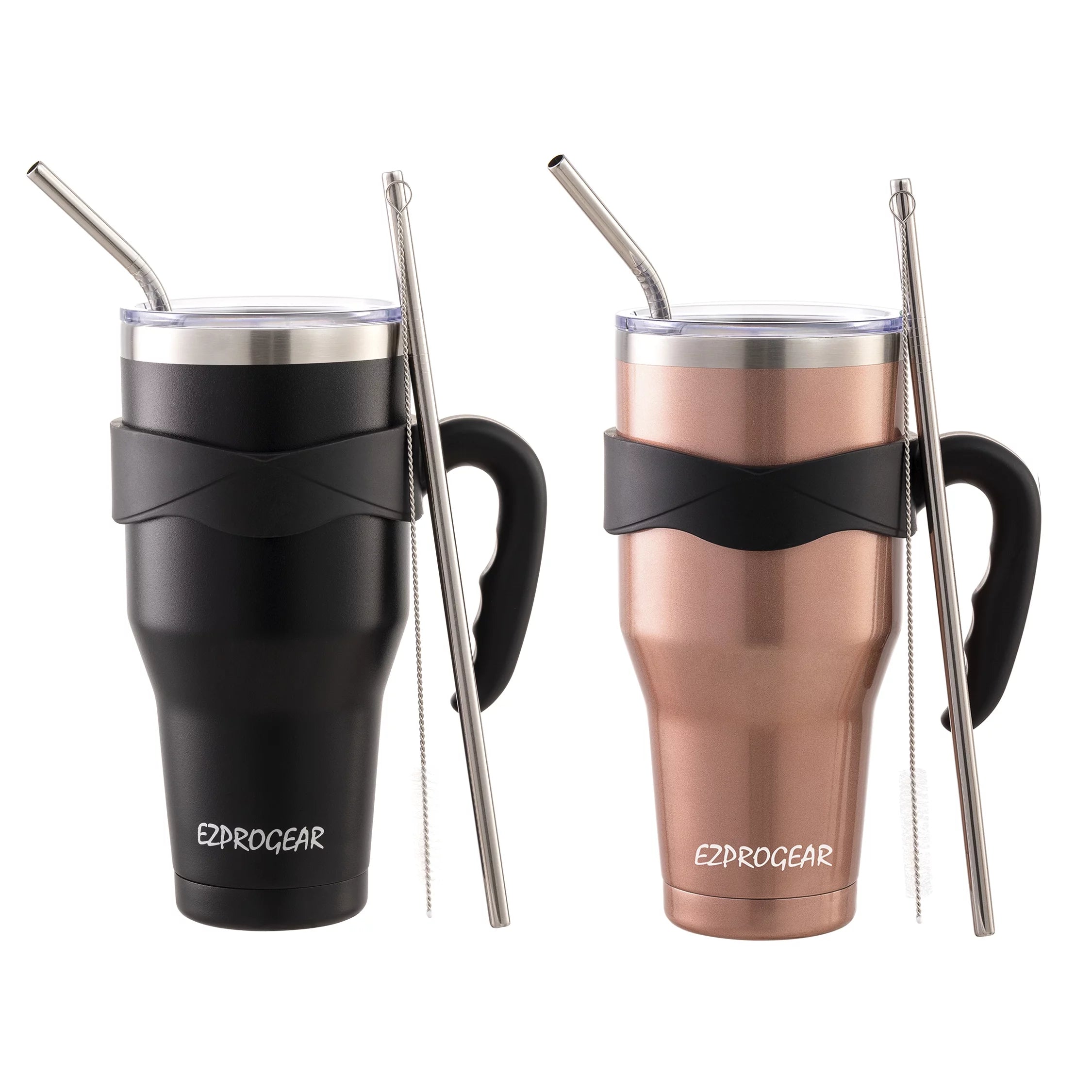 40 oz 2 Pack Stainless Steel Double Wall Vacuum Insulated Tumbler with Handle and Straws J408027