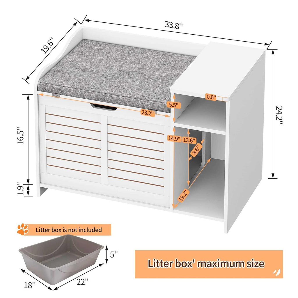Litter Box Enclosure with Top Opening with Cushion Cat Litter Box Furniture C926059