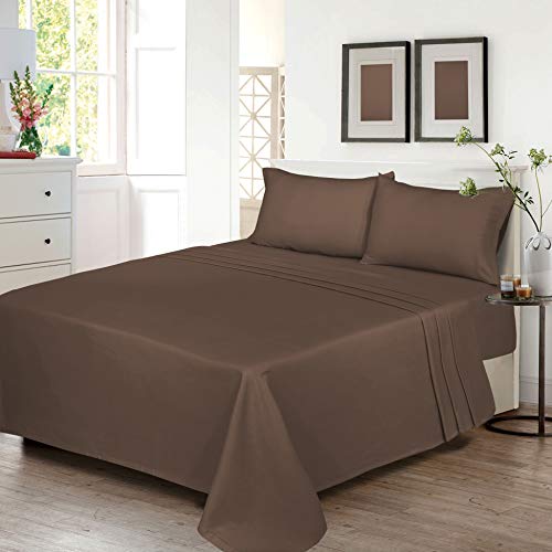 King Size 100% Cotton Brushed Flannel Bed Sheet Sets 4 Pcs Grey Plaid H262985