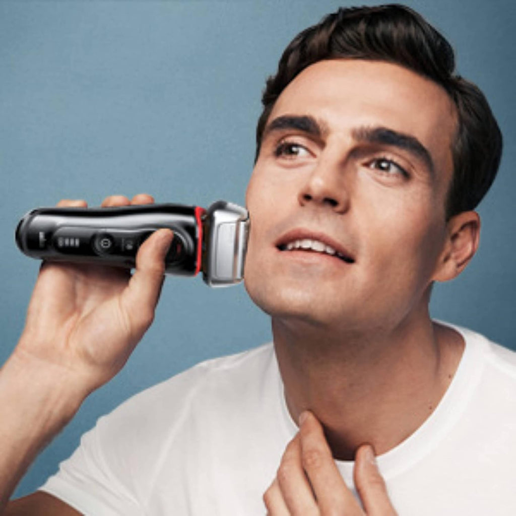 Silver Electric Shaver, Wet and Dry, Rechargeable Cordless Razor with Clean & Charge Station and Travel Case J2895