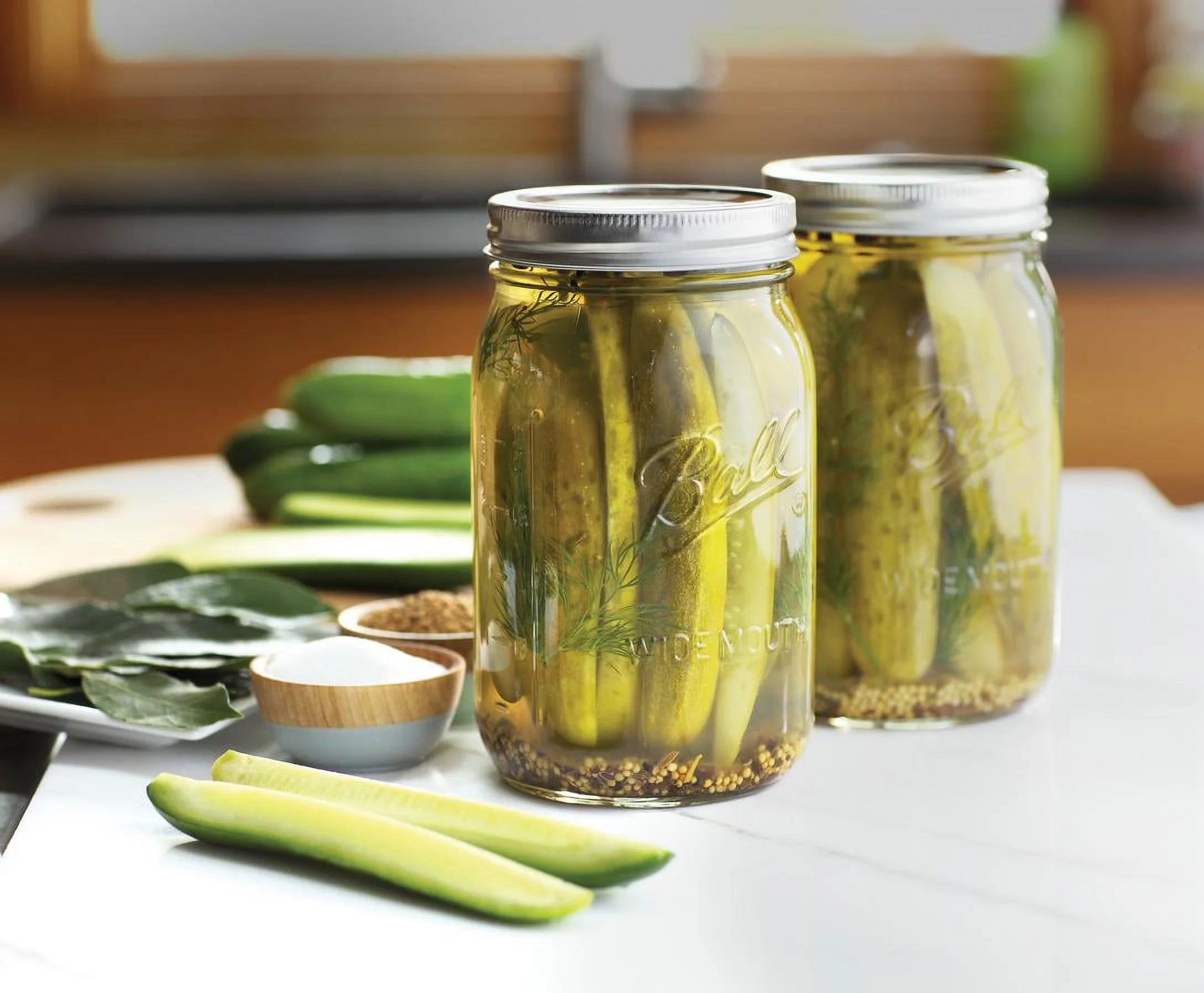 12 Count 32 oz Wide Mouth Glass Mason Jars with Lids & Bands U40406