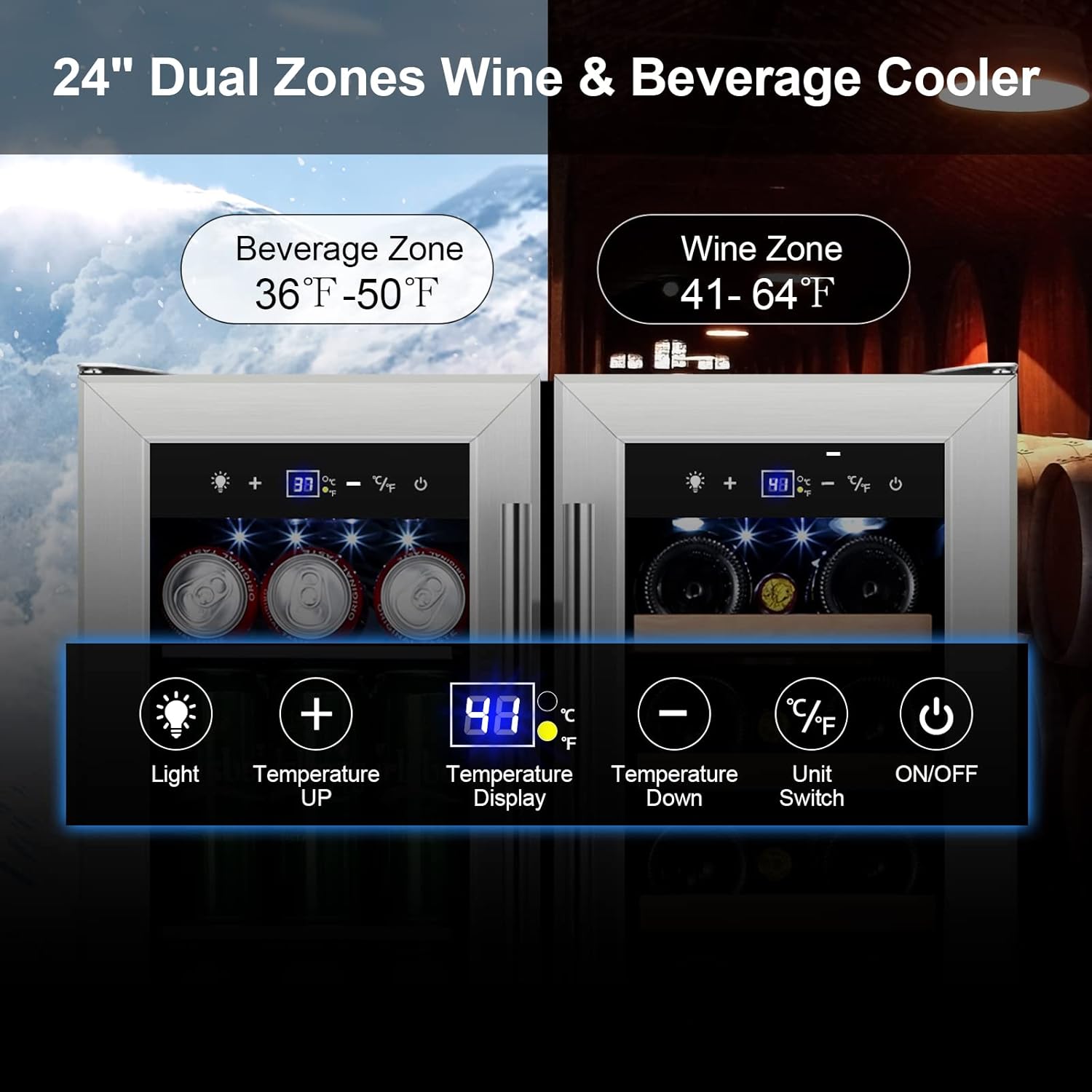 24 Inch Dual Zone French Door Wine and Beverage Refrigerator W69436