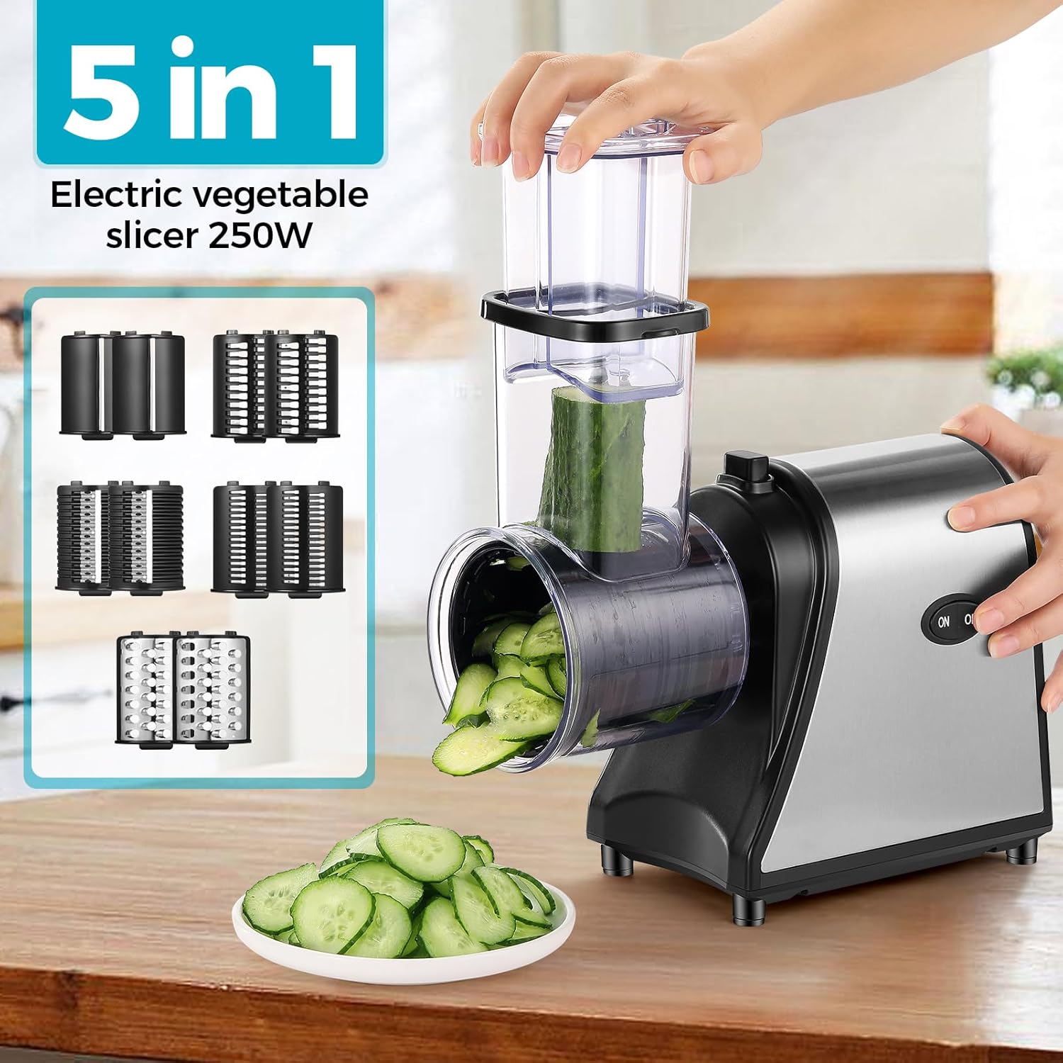250W Electric Cheese Grater with 5 Attachments Q19685