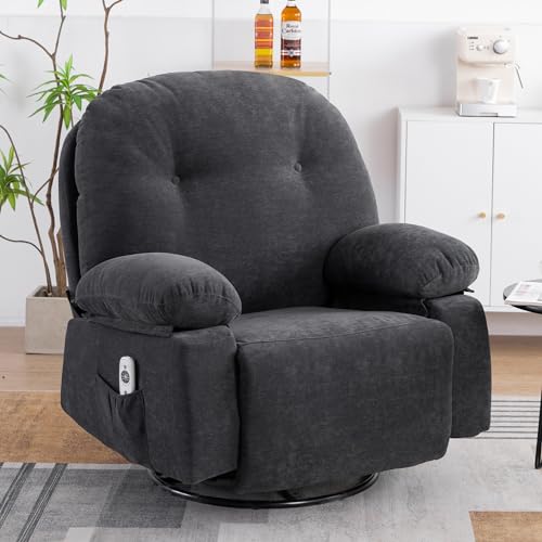 Oversized Manual Swivel Rocker Recliner Chair with Heat and USB I838