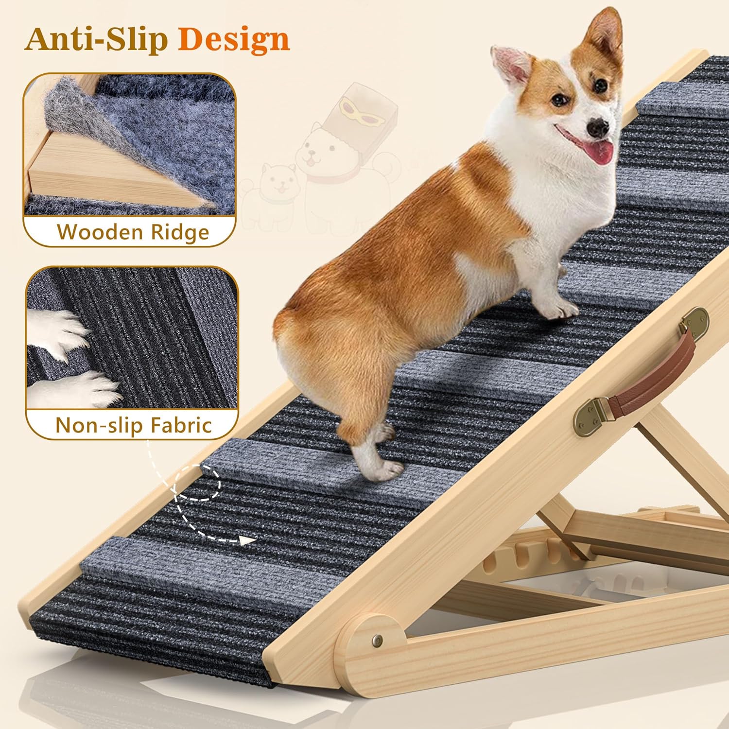 Portable Pet Ramp with 7 Adjustable Heights, Non-Slip, Hold up to 150 LBS K37281