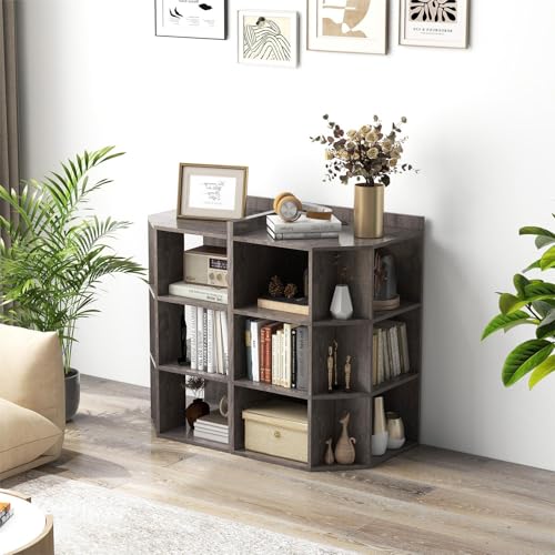 White 3-Tier Corner Bookshelf with Charging Station L868342