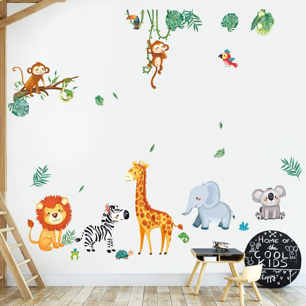 Jungle Animals Wall Decals Monkey Giraffe Elephant Wall Stickers Wall Decor F1269