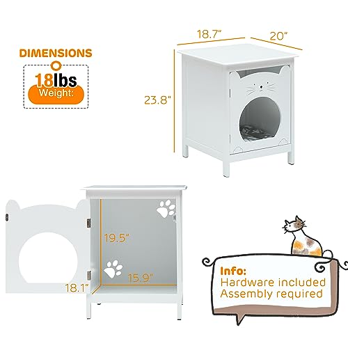 Cat Litter Box Enclosure, Hooded Hidden Pet Box, Pet Cabinet Side Table F65960