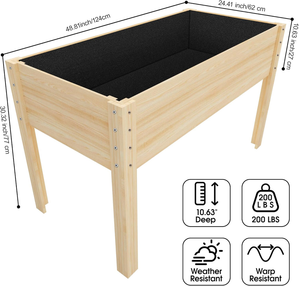 Wooden Potting Bench Table with Raised Garden Bed H49914