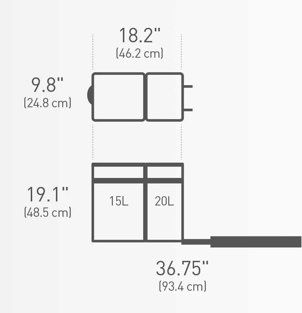 35 Liter Dual Compartment Under Counter Pull-Out Recycling Bin and Trash Can A3533