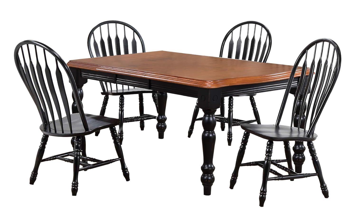 Black Cherry Distressed Antique Dining Table Set Y794