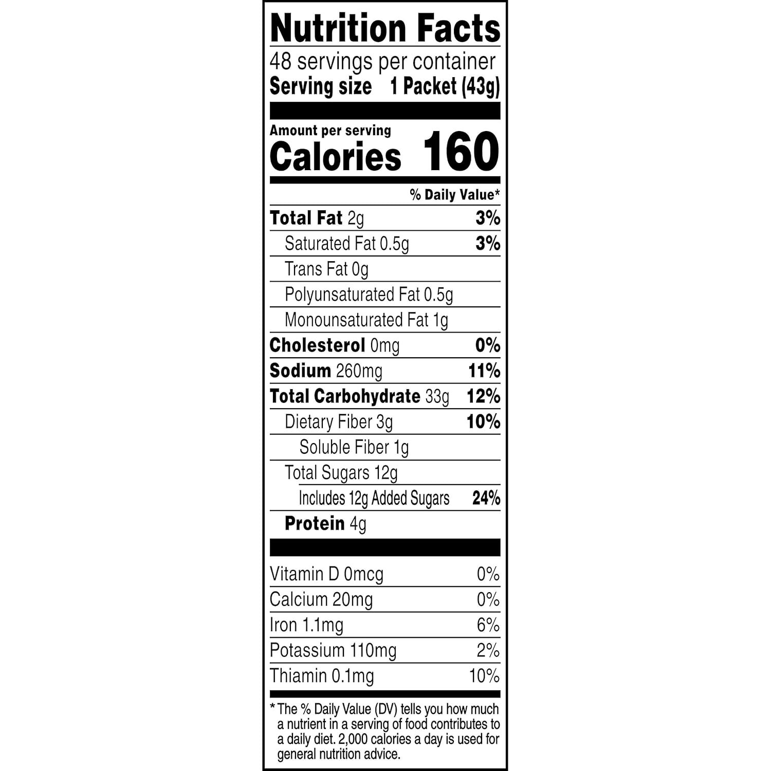 48 Packets Instant Oatmeal Maple Brown Sugar S130