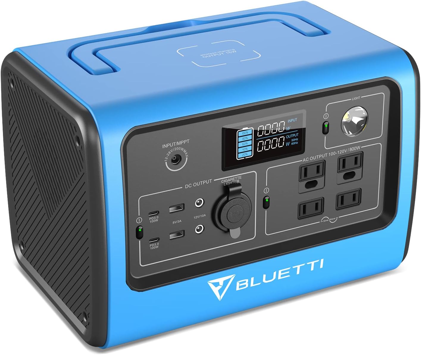 800W/716Wh Portable Power Station LiFePo4 Battery Pack with 4 110V AC Outlets Z683442