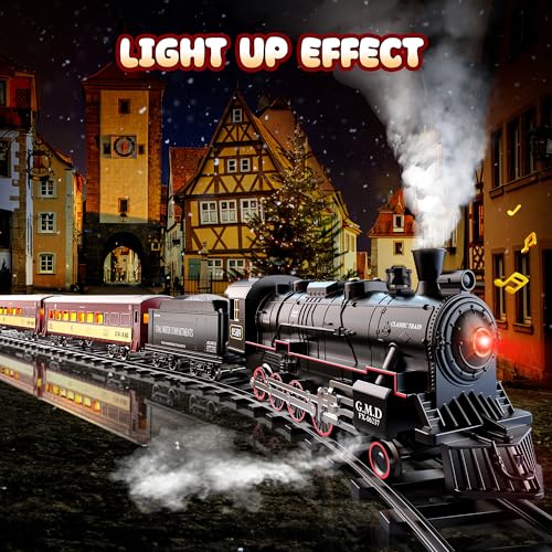 Train Set with Steam Locomotive, Light Up Cars and Tracks U9326