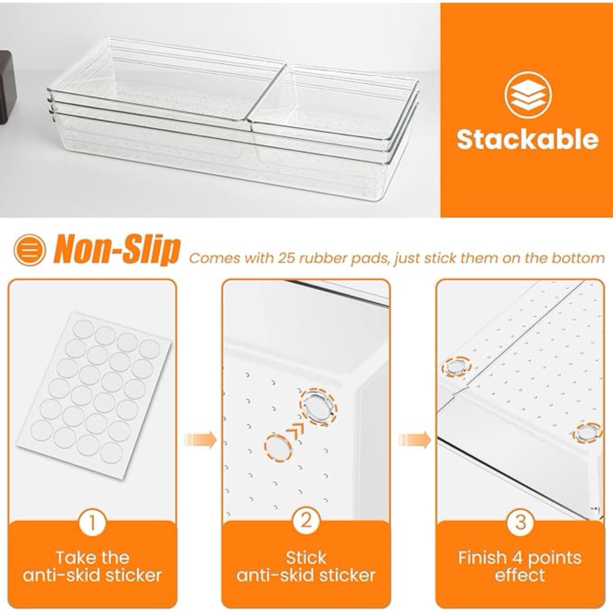 6 Pcs Clear Acrylic Drawer Organizer Set E1461
