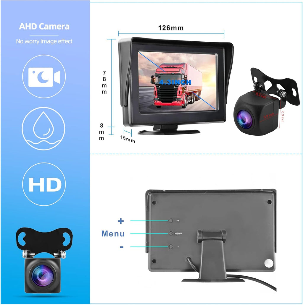 Wireless Backup Camera with Monitor Kit 4.3" HD 1080P Rear View Camera Waterproof Night Vision Pack of 2 V7669