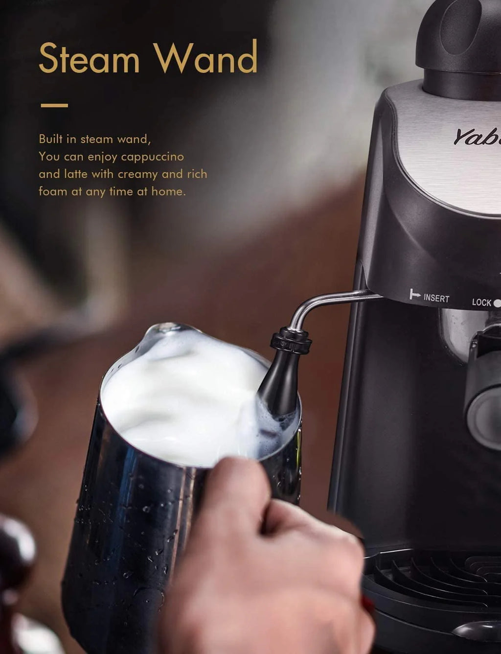 Black 3.5 Bar 4 Cup Espresso Cappuccino Maker with Milk Frother W5548