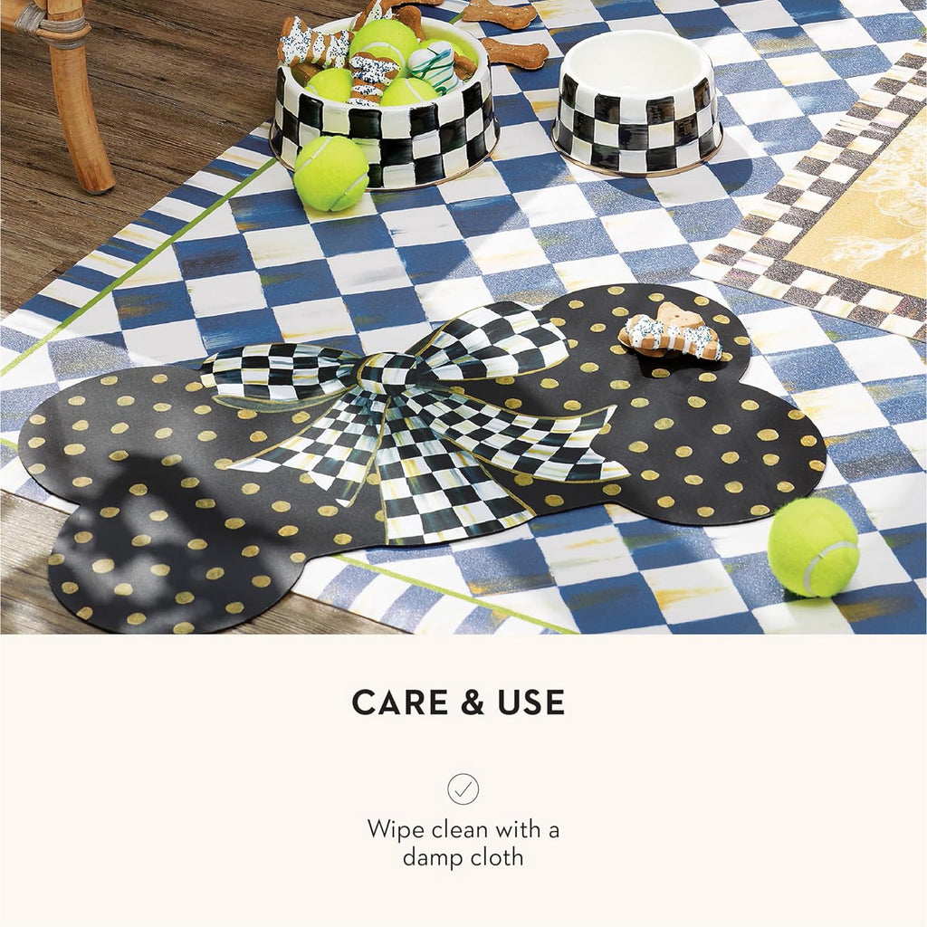 Bone-Shaped Pet Feeding Mat with Gold Dots X996