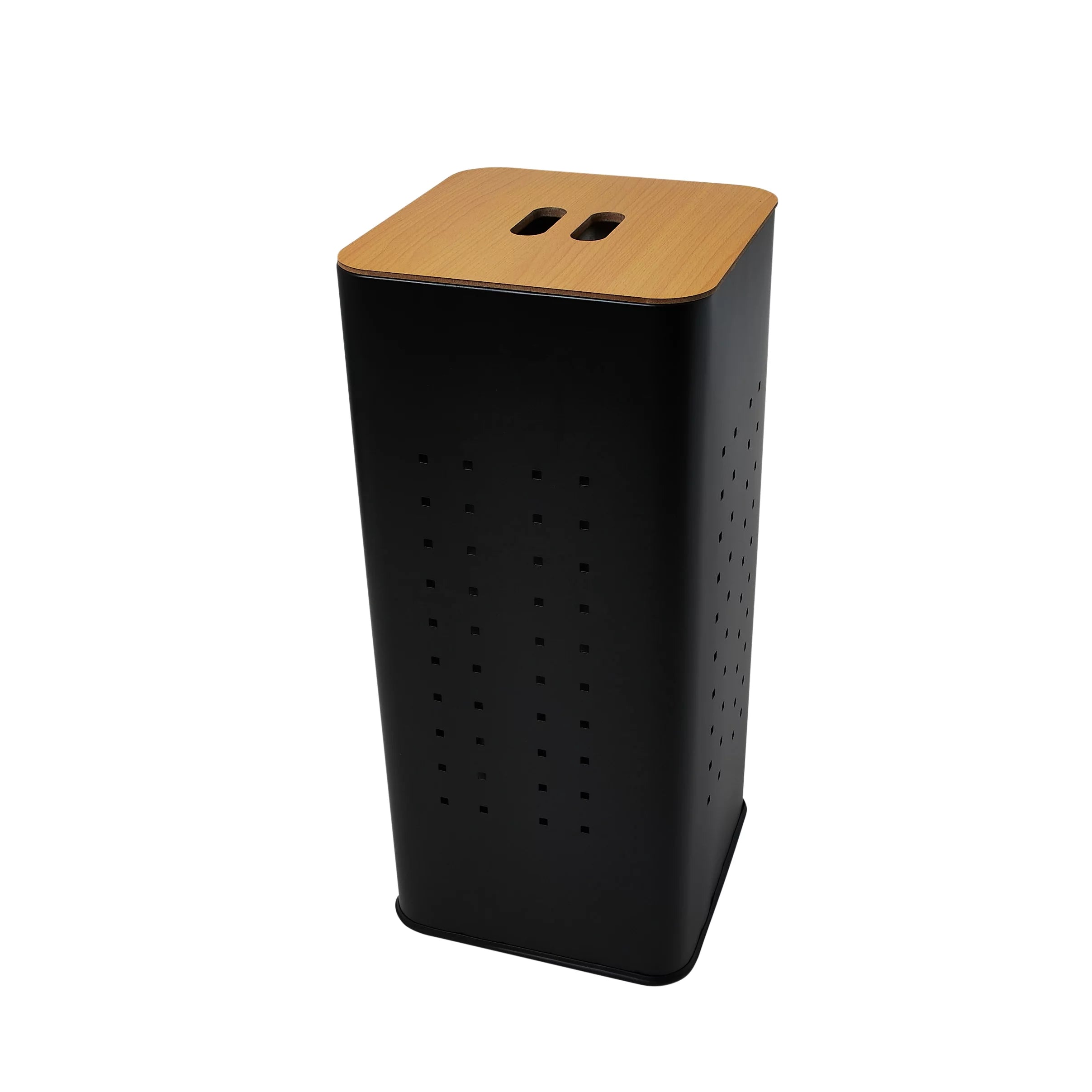 Matte Black Steel Laundry Hamper with Lid D29801