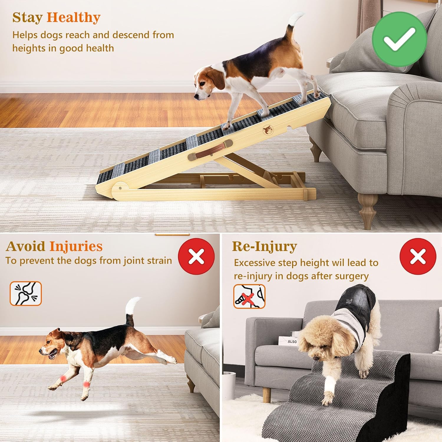 Portable Pet Ramp with 7 Adjustable Heights, Non-Slip, Hold up to 150 LBS K37281