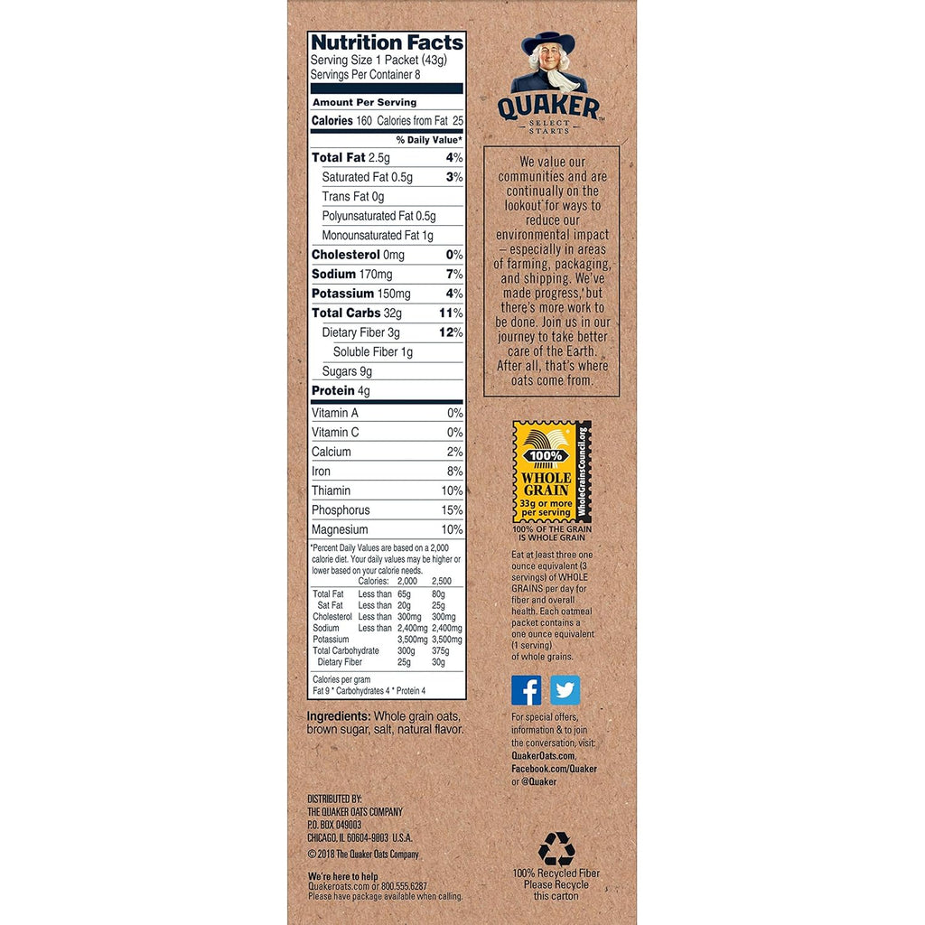 Gluten Free Maple & Brown Sugar Instant Oatmeal, 12.1 Oz B18448
