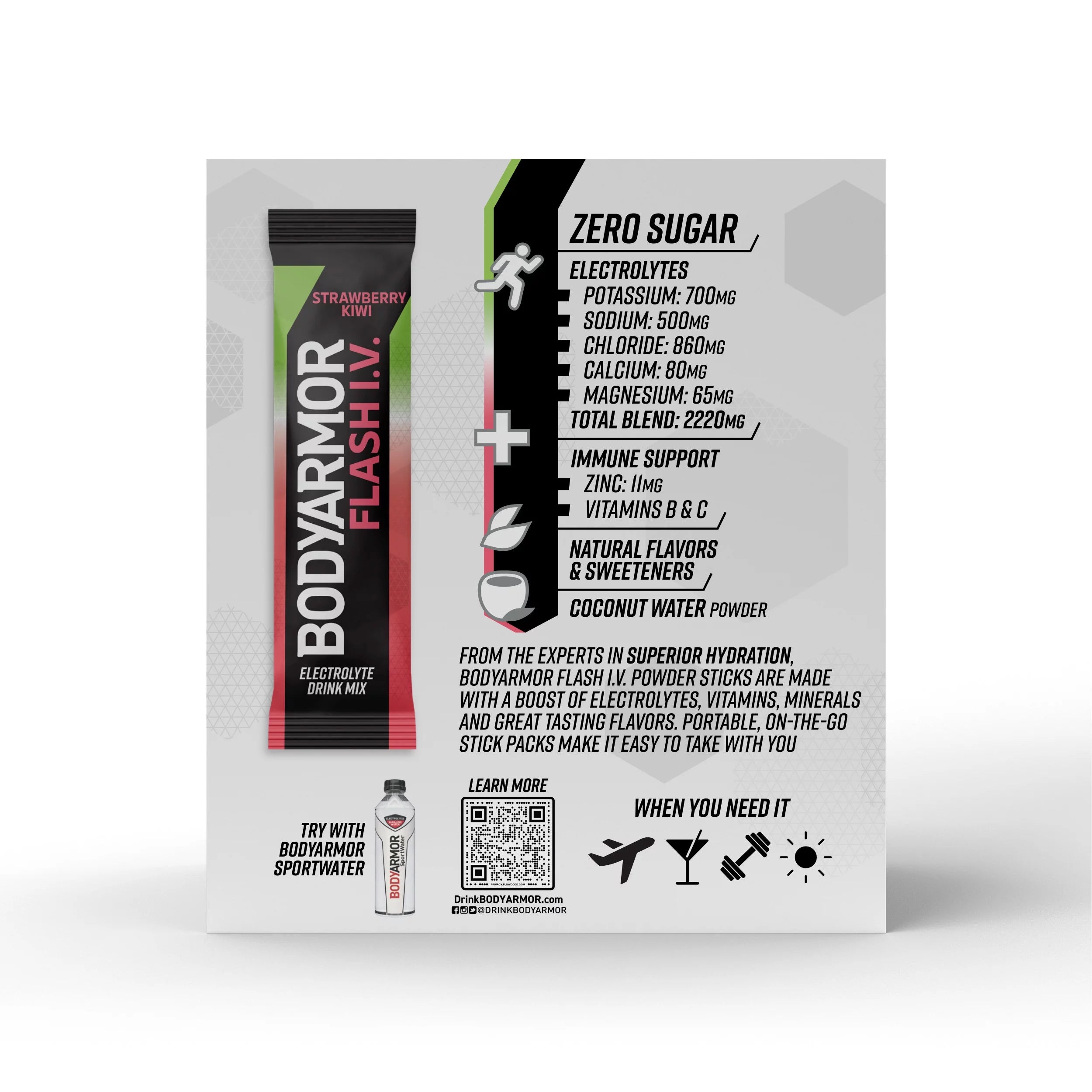 Strawberry Kiwi Electrolyte Powder Sticks, 15pk O3923