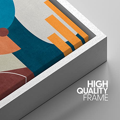 Framed Canvas Print Wall Art Abstract Blue Orange Yellow Polygon Face A10910