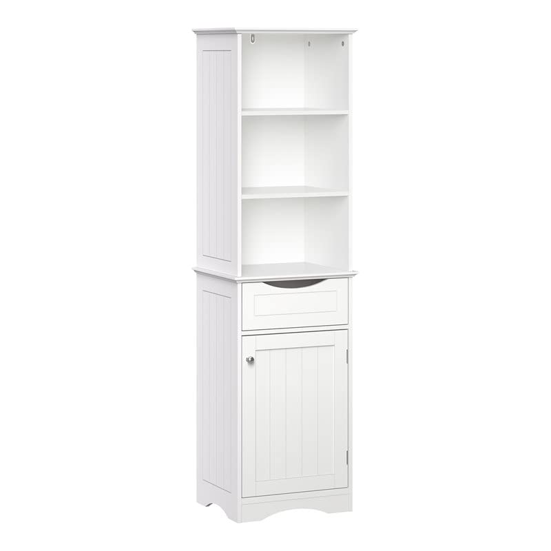 Gray Ashland Bathroom Freestanding Storage Cabinet with Three Open Shelves and Drawer Z890