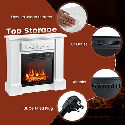32 Inch Electric Fireplace with Mantel, Remote Control, Brown G19388