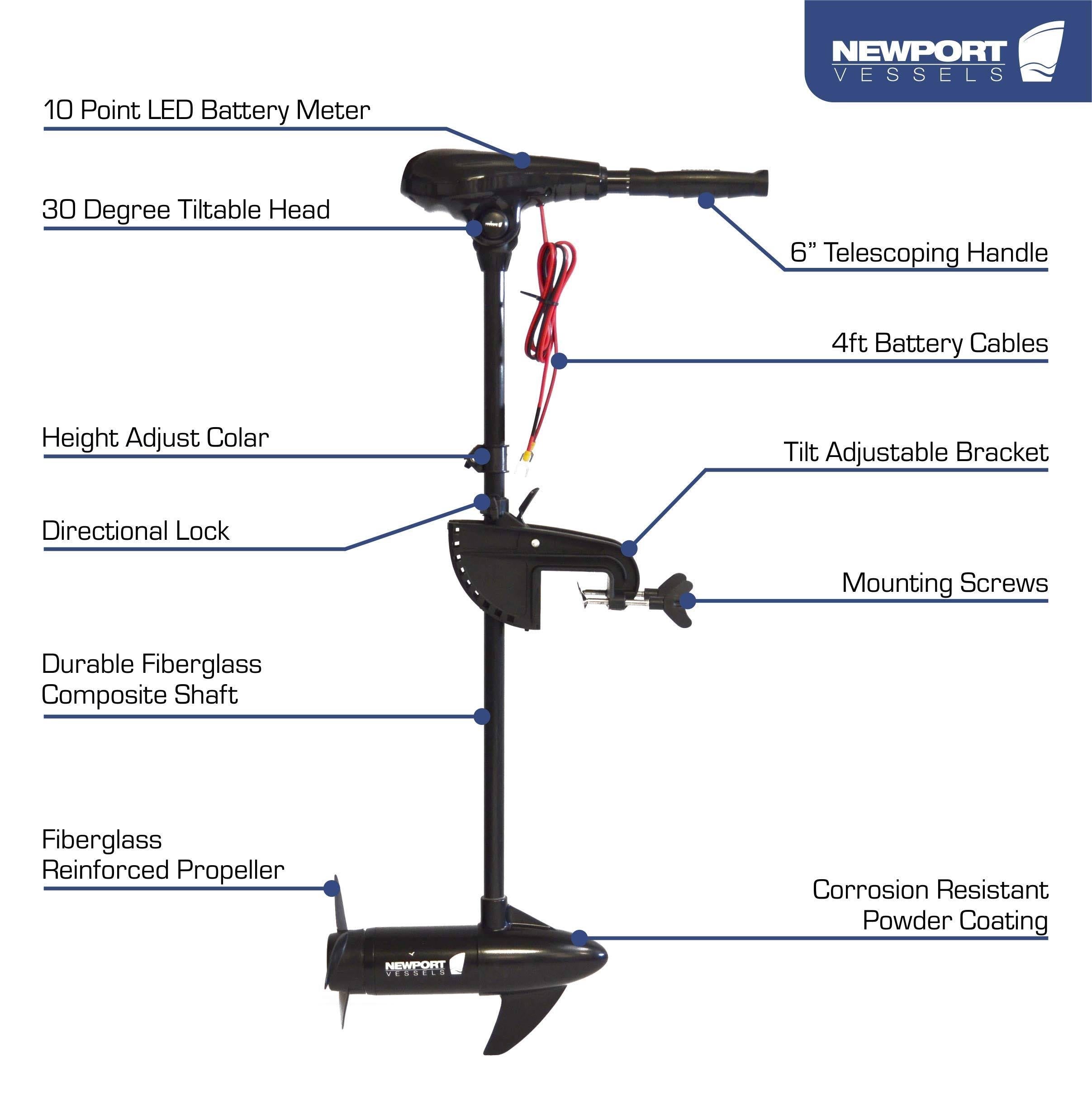 55 lb. Thrust Saltwater Transom Mounted Electric Trolling Motor with 36x22 Shaft A93355