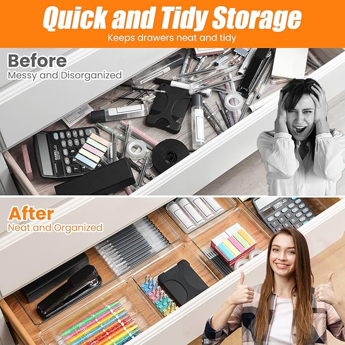 6 Pcs Clear Acrylic Drawer Organizer Set E1461