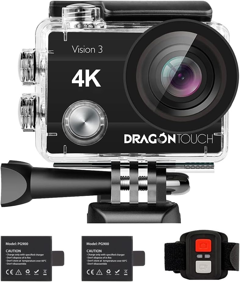 4K Action Camera Underwater Waterproof Sports Cam with Remote 2 Batteries A774