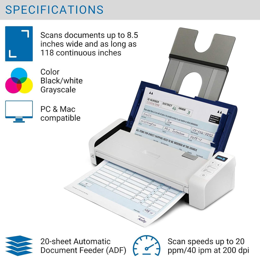 Blue & White Duplex Portable Document Scanner I946