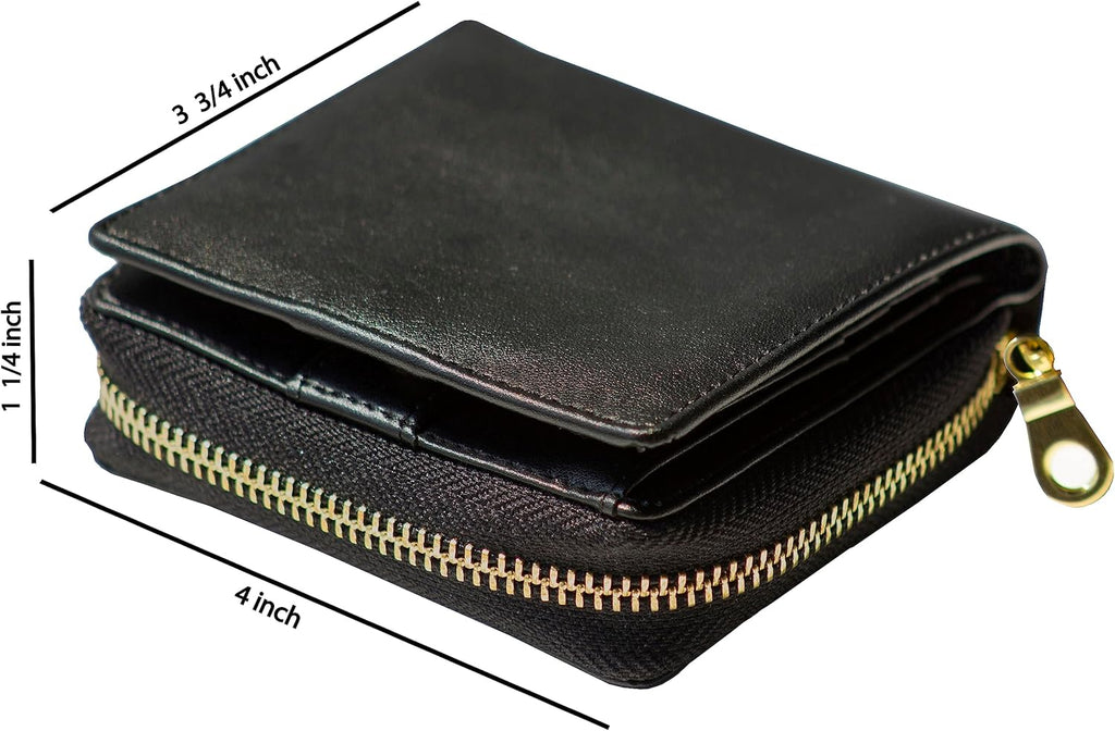 Genuine Leather Small Wallet in Black V831368