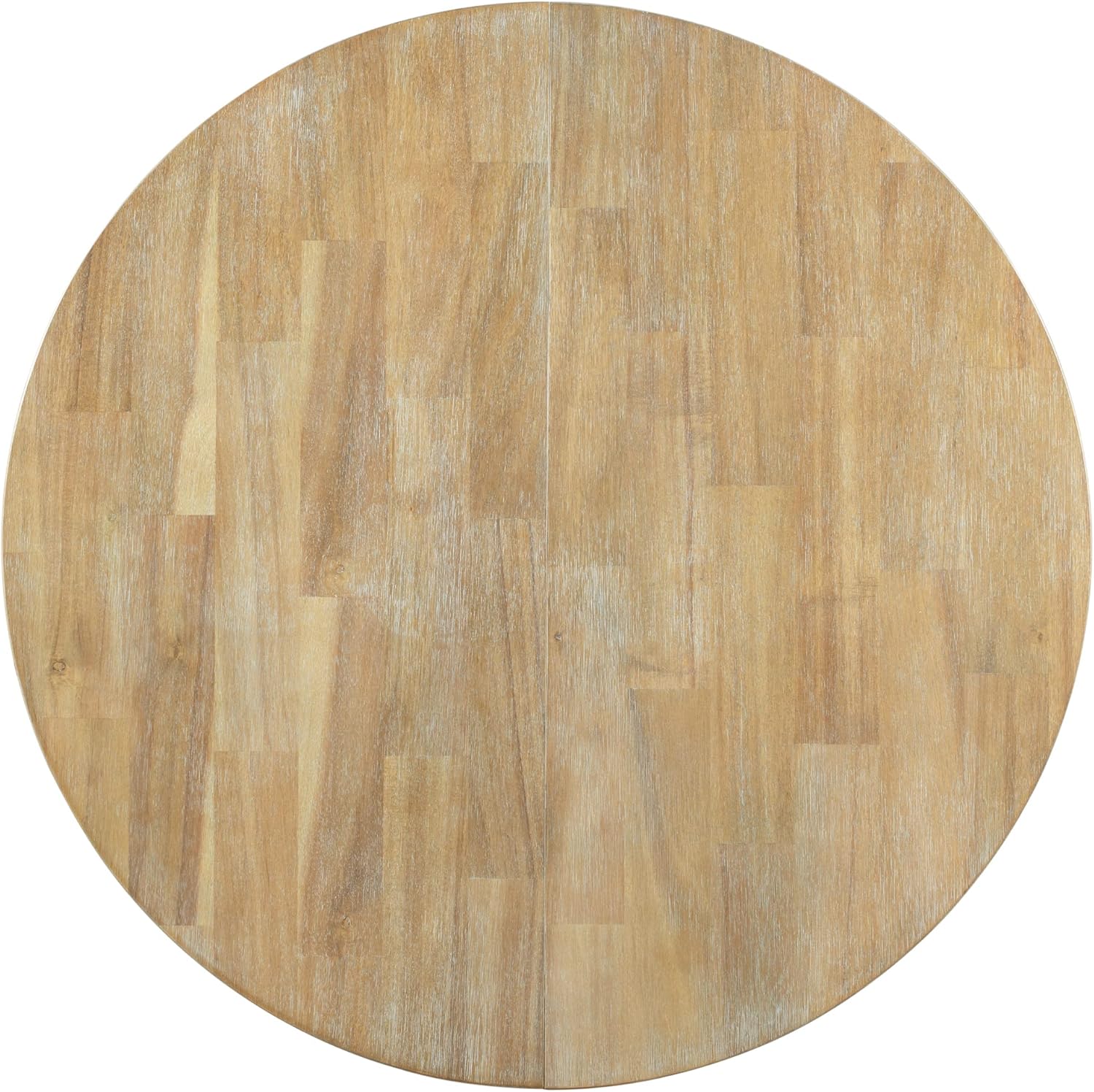 Natural Wood Wash Round Extendable Dining Table with Leaf X264