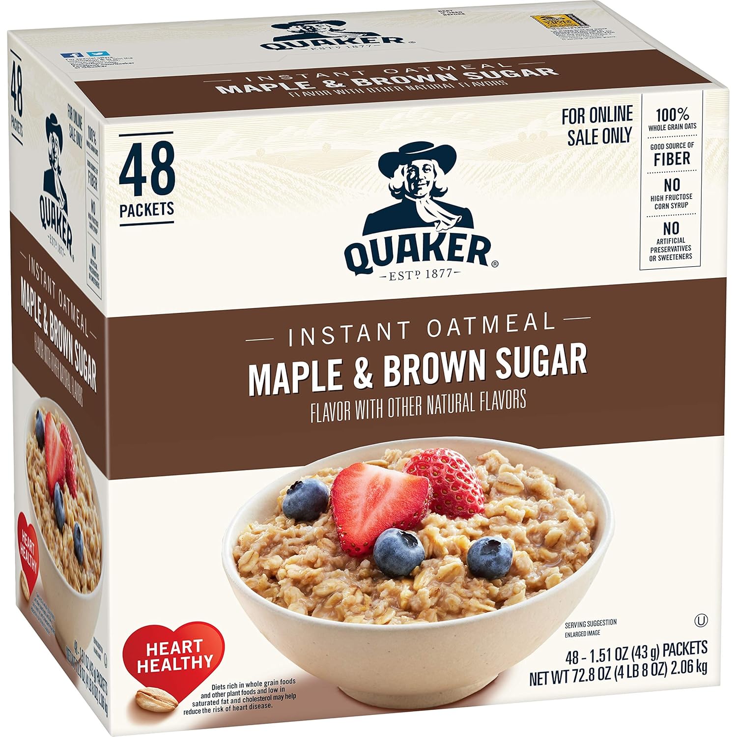 48 Packets Instant Oatmeal Maple Brown Sugar S130