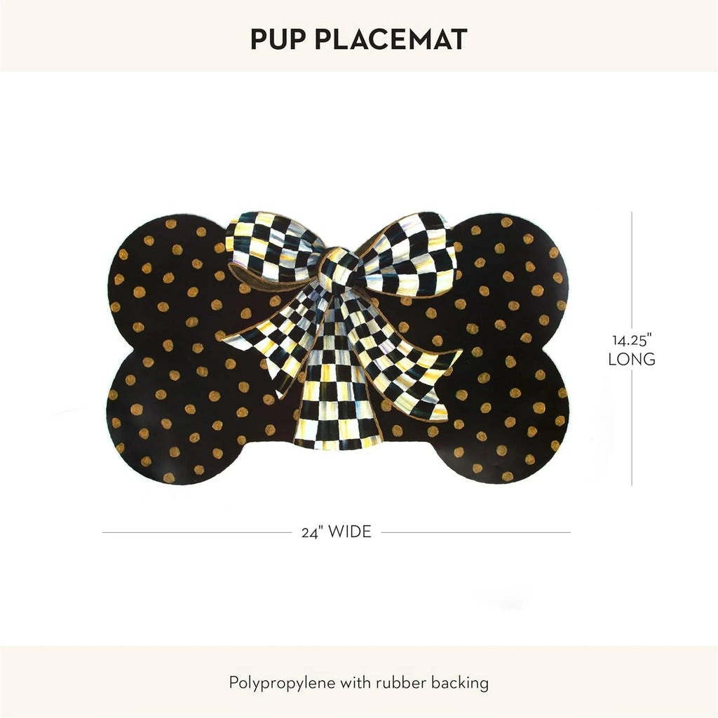 Bone-Shaped Pet Feeding Mat with Gold Dots X996