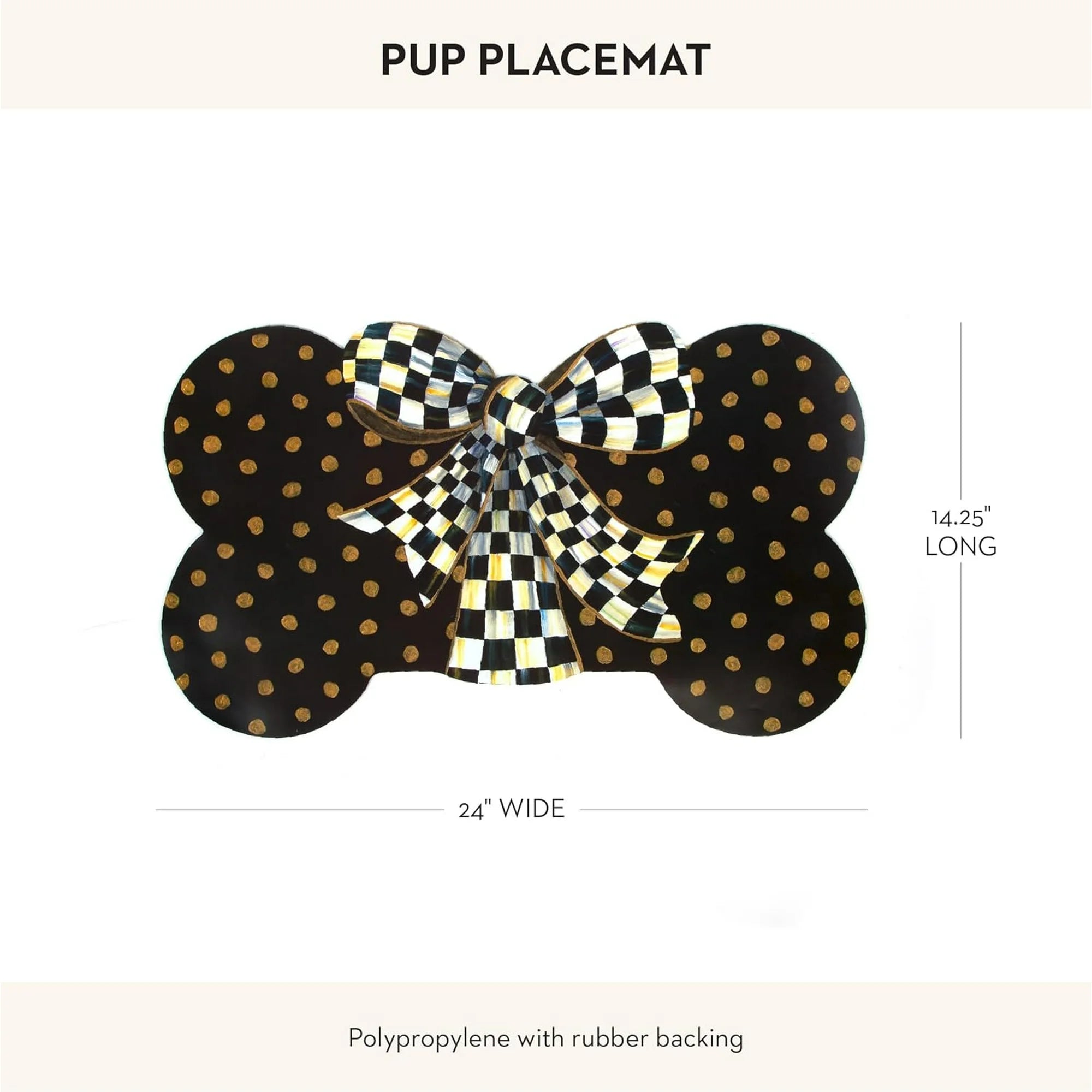 Bone-Shaped Pet Feeding Mat with Gold Dots X996