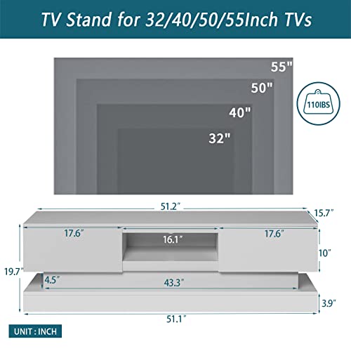 High Glossy Front TV Cabinet with 2 Large Storage Drawer and 16 RGB LED Backlight B602659